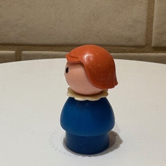 Vintage Fisher Price Little People Blue Dress Girl Brown Hair 1970s - Picture 5 of 7